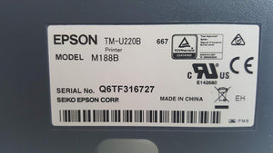 Epson TM-U220B (M188B), Dot Matrix Receipt Printer, Ethernet, Auto Cutter, Power Supply Included, GRAY
